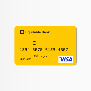 front of yellow Visa Access Card with Equitable Bank logo